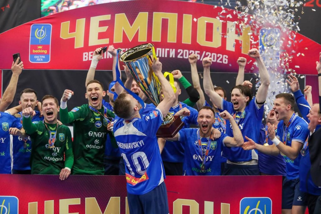 Champions lifting the league trophy